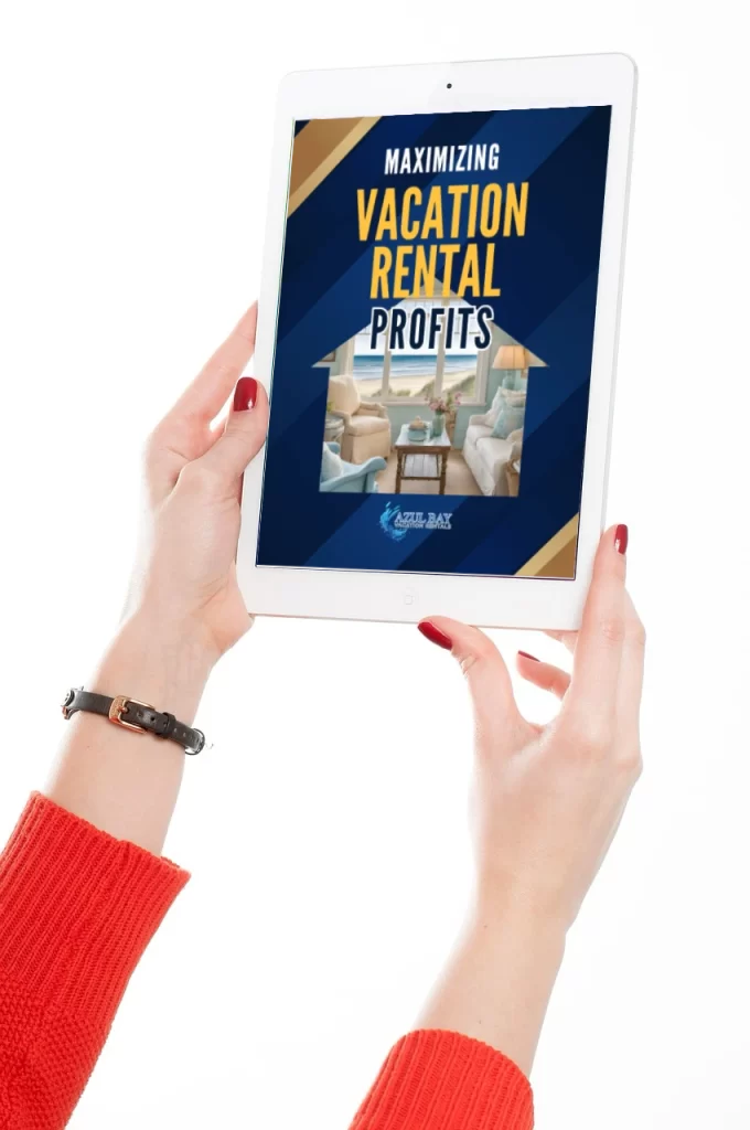 maximizing vacation rental profits ebook on tablet image